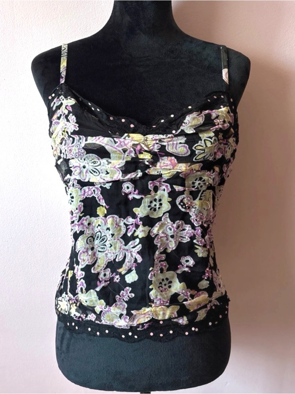 ECI New York Silk Beaded Top